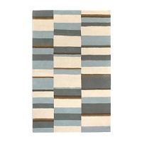 Modern geometric design that is hand-tufted in a tonal color-block pattern. Made of 100% New Zealand wool, cotton backed and edged. Modern geometric design that is hand-tufted in a tonal color-block pattern. Made of 100% New Zealand wool, cotton backed and edged.