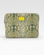 Snake-print nylon sleeve zips around your laptop for a stylish cover.Zip-around closurePolyester lining13W X 10H X 3/4DImportedBoxed for giving