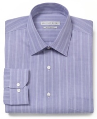 Bring your work wardrobe up to date with the sleek stripes of this dress shirt from Geoffrey Beene. Bring your work wardrobe up to date with the sleek stripes of this dress shirt from Geoffrey Beene.
