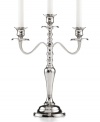 It's all about ambiance. Handcrafted in polished nickel plate, the Hampton candelabra from Leeber brings good old-fashioned grandeur to light.