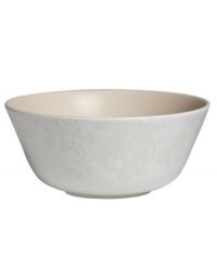 The elegant Bliss all-purpose bowl from Monique Lhuillier for Royal Doulton is made for every day, shaped for modern decor and draped with romantic florals in a soft, muted palette.