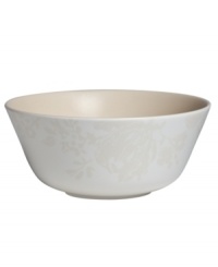 The elegant Bliss all-purpose bowl from Monique Lhuillier for Royal Doulton is made for every day, shaped for modern decor and draped with romantic florals in a soft, muted palette. The elegant Bliss all-purpose bowl from Monique Lhuillier for Royal Doulton is made for every day, shaped for modern decor and draped with romantic florals in a soft, muted palette.