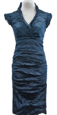 Nicole Miller Teal Blue Techno Metal Cocktail Dress 0 Nicole Miller Teal Blue Techno Metal Cocktail Dress 0