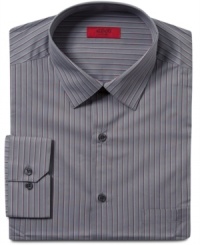 Don't want to commit to a color? This gray shirt from Alfani is shot through with pink-for a little brightness without going too bold. Don't want to commit to a color? This gray shirt from Alfani is shot through with pink-for a little brightness without going too bold.