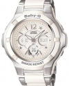 Women's Stainless Steel Baby-G Digital White Dial White Resin Inserts