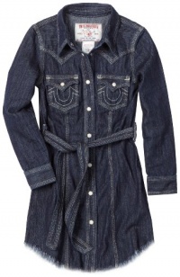 True Religion Girls 2-6x Rocky Denim Dress, Body Rinse, X-Small True Religion Girls 2-6x Rocky Denim Dress, Body Rinse, X-Small