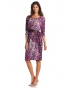 Anne Klein Women's Animal Print Dress, Magenta Multi, 12