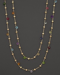 From the Paradise collection, a gold necklace with semi precious stones, designed by Marco Bicego. Shown doubled, but can be worn as one long strand too.