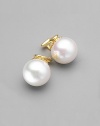 Nothing could be simpler or lovelier than a single white pearl with convenient clip-on styling. 14mm organic man-made pearls 14k gold vermeil Clip-on back Made in Spain