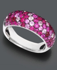 Look radiant in shades of red with this sterling silver ring from Balissima by Effy Collection featuring varying shades of rubies (3-9/10 ct. t.w.). Size 7. Look radiant in shades of red with this sterling silver ring from Balissima by Effy Collection featuring varying shades of rubies (3-9/10 ct. t.w.). Size 7.