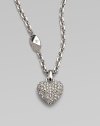 Be brilliant in this dazzling crystal encrusted heart pendant on a logo accented link chain. Palladium platedCrystalsLength, about 14Pendant size, about ½Spring ring closureMade in Italy