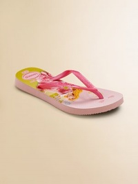 Everyone's favorite flip flops, now for your little one, gets an update with a fantastical Disney princess print and thin straps for added comfort and style.Slip-on stylePVC upperRubber soleMade in Brazil Everyone's favorite flip flops, now for your little one, gets an update with a fantastical Disney princess print and thin straps for added comfort and style.Slip-on stylePVC upperRubber soleMade in Brazil
