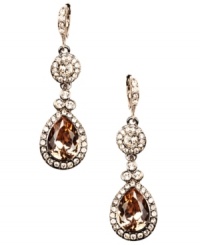 Smooth as silk, Givenchy's elegant earrings will add glamour to your evening attire. Crafted in brown gold-plated mixed metal, earrings are adorned with clear and topaz-colored glass accents. Approximate drop: 2-1/8 inches. Smooth as silk, Givenchy's elegant earrings will add glamour to your evening attire. Crafted in brown gold-plated mixed metal, earrings are adorned with clear and topaz-colored glass accents. Approximate drop: 2-1/8 inches.