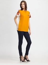 A vibrant pairing of lush florals and bold colorblock in an elegant crossover-back sheath.Jewel necklineButtons at shoulderShort sleevesChest pocketCrossover backAbout 24 from shoulder to hemPolyesterDry cleanImportedModel shown is 5'10 (178cm) wearing US size 4. A vibrant pairing of lush florals and bold colorblock in an elegant crossover-back sheath.Jewel necklineButtons at shoulderShort sleevesChest pocketCrossover backAbout 24 from shoulder to hemPolyesterDry cleanImportedModel shown is 5'10 (178cm) wearing US size 4.