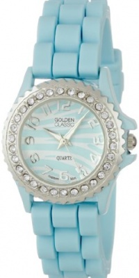 Golden Classic Women's 2218-zebraaqua Chic Jelly Petite Rhinestone Encrusted Bezel Silicone Watch Golden Classic Women's 2218-zebraaqua Chic Jelly Petite Rhinestone Encrusted Bezel Silicone Watch