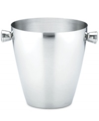 Keep drinks frosty cold with Gorham's timeless ice bucket, featuring brilliant stainless steel with a lid to seal in freshness. Includes tongs. Keep drinks frosty cold with Gorham's timeless ice bucket, featuring brilliant stainless steel with a lid to seal in freshness. Includes tongs.