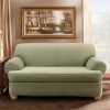 Sure Fit Stretch Stripe 2-Piece T Loveseat Slipcover, Sage