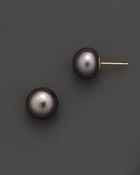 Cultured, freshwater, dyed grey pearl stud earrings. Cultured, freshwater, dyed grey pearl stud earrings.