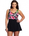 Fit 4 U Women's Plus-Size Garden Of Eden Crossover Swimdress