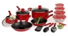 Basic Essentials 17 Piece Aluminum Cookware Set, Red