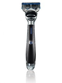 Smart Technology helps you ensure your blade is always sharp. Indicator light fades from vibrant blue to white with each razor use taking the guesswork out of changing your blade. Powered micro-pulses help achieve a closer and more comfortable shave. The follicles on your face react to the stimulus of vibration. The micro-pulses make the hair stand perpendicular to your face to help the razor shave more effectively. Smart Technology helps you ensure your blade is always sharp. Indicator light fades from vibrant blue to white with each razor use taking the guesswork out of changing your blade. Powered micro-pulses help achieve a closer and more comfortable shave. The follicles on your face react to the stimulus of vibration. The micro-pulses make the hair stand perpendicular to your face to help the razor shave more effectively.