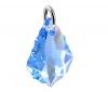 Sterling Silver Baroque Shape Multi faceted Aquamarine Crystal Drop 25mm x 12mm Pendant Made with Swarovski Elements