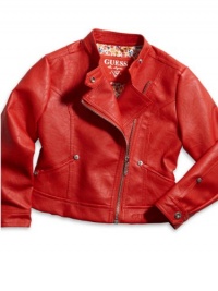 GUESS Kids Girls Little Girl Pleather Jacket, ORANGE (6) GUESS Kids Girls Little Girl Pleather Jacket, ORANGE (6)