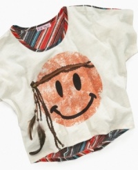 Put a smile on the face of your little flower child with this funky tee from Sugar Tart, with attached headband accessory on the front. Put a smile on the face of your little flower child with this funky tee from Sugar Tart, with attached headband accessory on the front.