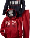 Nautica Sportswear Kids Boys 2-7 3 Piece Hoody With Long Sleeve Tee And Pant, Cherry, Large