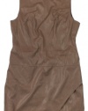 Calvin Klein Women's Sleeveless Faux Suede Seamed Chemise Dress