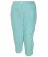 Jones New York Striped Capris Coastal Turquoise/White 14W