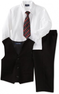 Izod Kids Boys 2-7 Three Piece Vest Set- Striped with Dress Pant, Black, 7 Regular Izod Kids Boys 2-7 Three Piece Vest Set- Striped with Dress Pant, Black, 7 Regular