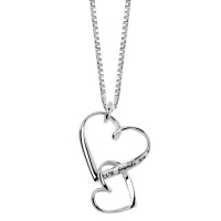Sterling Silver True Friends Are Joined At The Heart Double Heart Pendant Necklace, 18 Sterling Silver True Friends Are Joined At The Heart Double Heart Pendant Necklace, 18