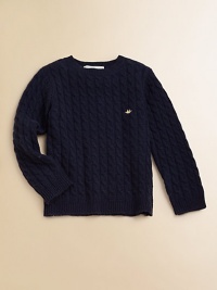 Crafted in luxurious cashmere, this ultra-cozy cable-knit pullover belongs on your little boy's most-wanted list.CrewneckLong sleevesPullover styleRibbed cuffs and hemCashmereDry cleanImported Crafted in luxurious cashmere, this ultra-cozy cable-knit pullover belongs on your little boy's most-wanted list.CrewneckLong sleevesPullover styleRibbed cuffs and hemCashmereDry cleanImported