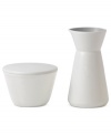 Effortlessly chic, the Simplicity creamer and sugar bowl set by Vera Wang Wedgwood features modern silhouettes dressed in a neutral cream and gray palette.