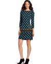 Plenty by Tracy Reese Women's Diamond Foulard Knit Dress, Indigo Multi, Petite