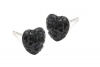 Sterling Silver 2 Carats Total Weight Black Diamond Color Crytal Heart Stud Earrings.