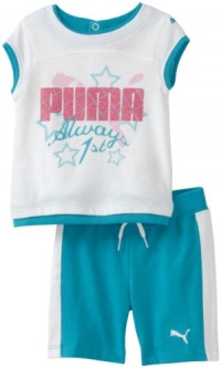 Puma - Kids Baby-girls Infant Tee And Bermuda Short Set, Blue Bird, 12 Months Puma - Kids Baby-girls Infant Tee And Bermuda Short Set, Blue Bird, 12 Months