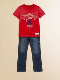Your little man will be on everyone's list when he wears this most-wanted tee with an outlaw print for a touch of the wild west.CrewneckShort sleevesPullover styleCottonMachine washImported Your little man will be on everyone's list when he wears this most-wanted tee with an outlaw print for a touch of the wild west.CrewneckShort sleevesPullover styleCottonMachine washImported
