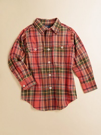 Rendered in warm brushed cotton twill, the classic Matlock Plaid Shirt is ruggedly handsome.Pointed collarLong sleeves with barrel cuffsButton-frontButton-flap patch pocketPatch pocketCottonMachine washImported Please note: Number of buttons may vary depending on size ordered. Rendered in warm brushed cotton twill, the classic Matlock Plaid Shirt is ruggedly handsome.Pointed collarLong sleeves with barrel cuffsButton-frontButton-flap patch pocketPatch pocketCottonMachine washImported Please note: Number of buttons may vary depending on size ordered.