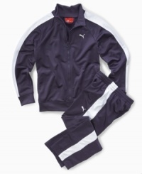 Put him on the fast track to retro style with this classic Puma track jacket. Put him on the fast track to retro style with this classic Puma track jacket.