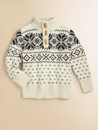 A classic sweater is updated for the colder months in an intarsia-knit snowflake motif with wooden toggle closures for a heritage look.Ribbed mockneckLong sleevesFront toggle closureRibbed cuffs and hemPima cotton/WoolMachine washImported Please note: Number of buttons may vary depending on size ordered. A classic sweater is updated for the colder months in an intarsia-knit snowflake motif with wooden toggle closures for a heritage look.Ribbed mockneckLong sleevesFront toggle closureRibbed cuffs and hemPima cotton/WoolMachine washImported Please note: Number of buttons may vary depending on size ordered.