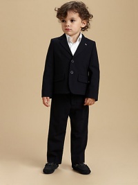 When it's time for your young man to dress up, start him out in an elegant, understated Armani design of fine