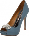 Badgley Mischka Women's Goodie Peep-Toe Pump,Bluebird,7.5 M US