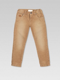 Stone-washed, stretchy velvet corduroy pants with trademark-embossed and interlocking G leather patches.Front button closureBelted waistband with elasticized rearZip flyFive-pocket style98% cotton/2% elastaneDry cleanMade in Italy Stone-washed, stretchy velvet corduroy pants with trademark-embossed and interlocking G leather patches.Front button closureBelted waistband with elasticized rearZip flyFive-pocket style98% cotton/2% elastaneDry cleanMade in Italy