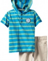 Calvin Klein Boys 2-7 Hooded Tee With Short Set, Blue/Green, 7