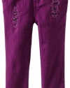 Baby Phat Girl's 7-16 Rips and Sequins Jeans, Plum, 7