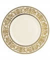 A classic hand crafted collection from Lenox, this Westchester accent plate brings distinctive beauty to the table, featuring sturdy bone china and exquisitely etched gold borders for a lustrous glow.