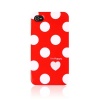 HOTER® Muliti Color Heart Large Polka Dots Design iPhone 4 Case - Red