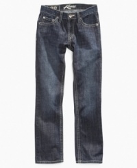 Get the skinny on contemporary style, these Request jeans streamline his modern outfit. Get the skinny on contemporary style, these Request jeans streamline his modern outfit.
